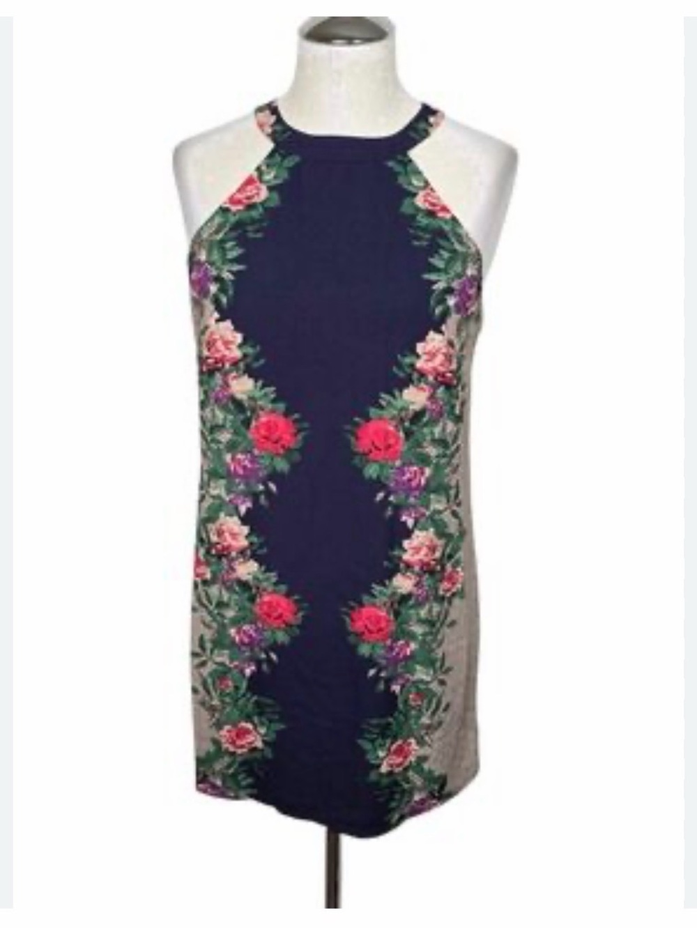 Purple Floral Halter Shift Dress